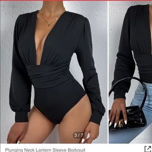 Plunging black bodysuit